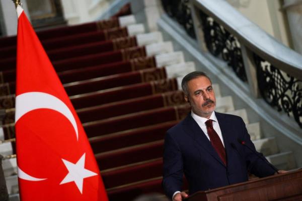 Turkish Foreign Minister Hakan Fidan attends a joint press conference with Egypt's Foreign Minister Badr Abdelatty, amid the ongoing Israel-Hamas conflict, at Tahrir Palace in Cairo, Egypt August 5, 2024. REUTERS/Amr Abdallah Dalsh