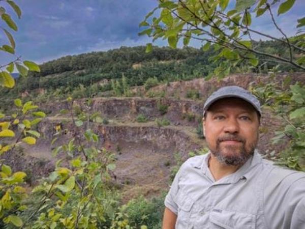 Archaeologist Roman Garba at the Korolevo, Ukraine site in the summer of 2023.