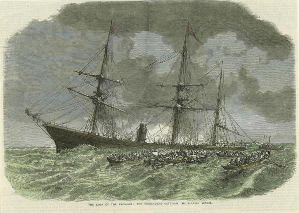 A sketch of a French ship -- Le Lyonnais -- that sank after a collision in fog in 1856 off the Mass. coast. It has been found