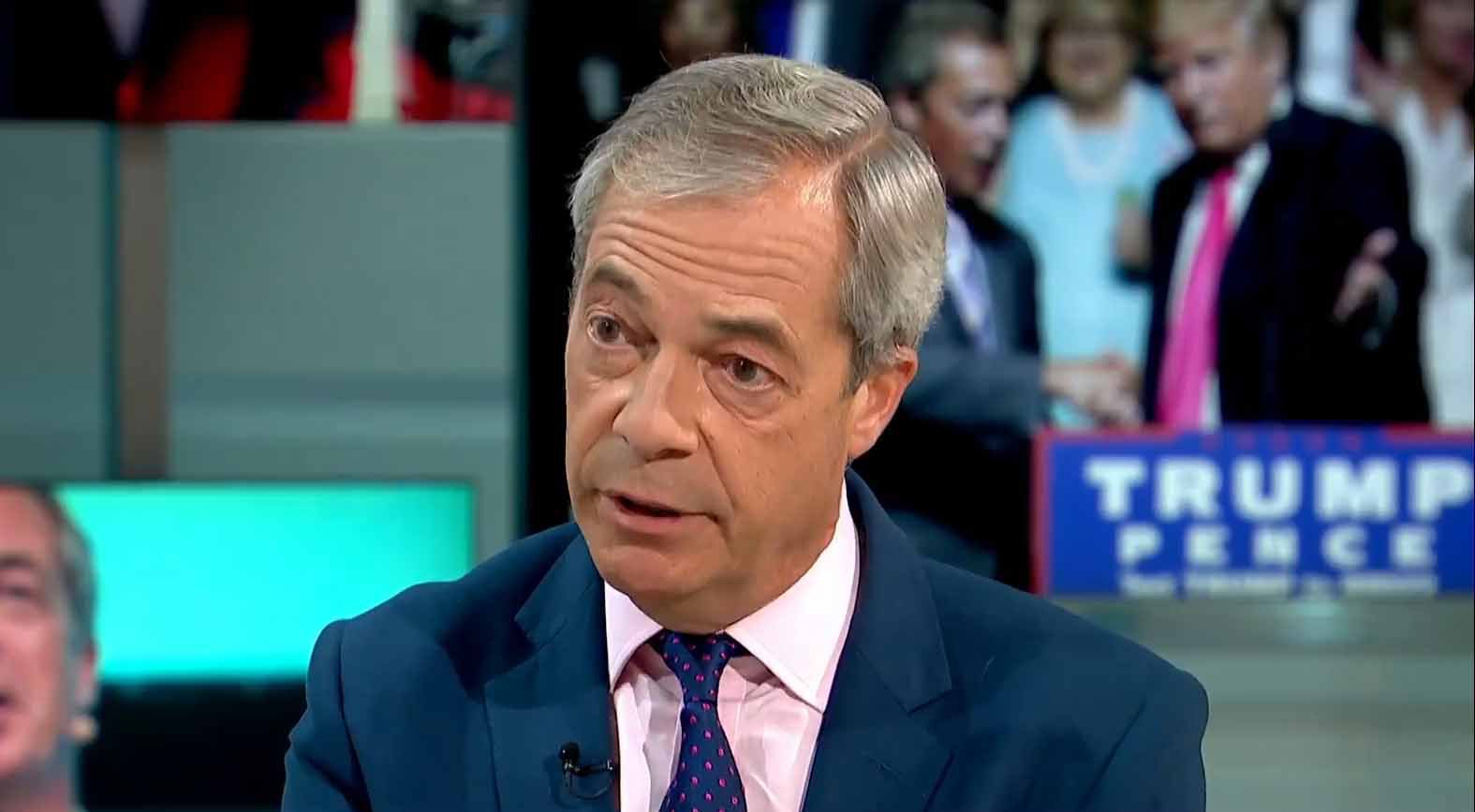 Nugel Farage wearing a navy suit on Good Morning Britain