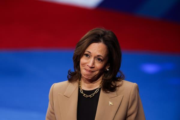 Democratic presidential nominee, U.S. Vice President Kamala Harris, takes a question from a member of the audience during a Univision town hall at Cox Pavilion at UNLV on October 10, 2024 in Las Vegas, Nevada.