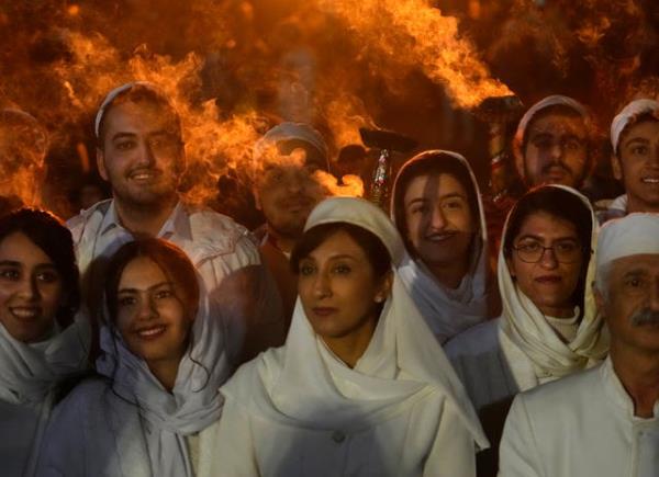 Zoroastrian youths pose for a photograph