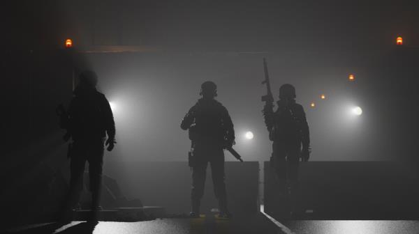 Zombie with gauges in fog