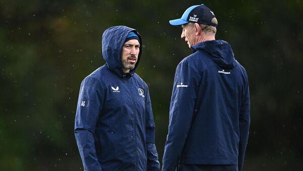 Goodman and head coach Leo Cullen during Leinster Rugby squad training at UCD in Dublin. Photo by Harry Murphy/Sportsfile Goodman and head coach Leo Cullen during Leinster Rugby squad training at UCD in Dublin. Photo by Harry Murphy/Sportsfile