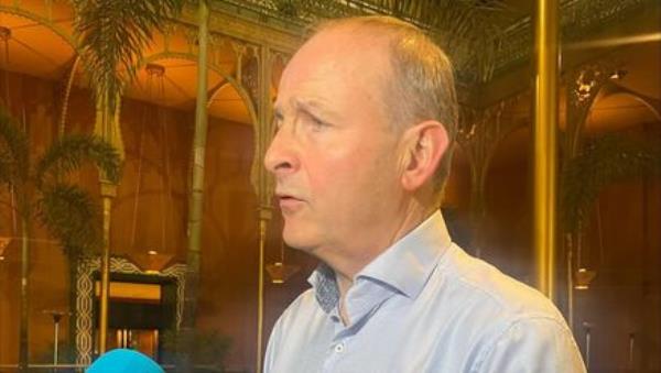 Tánaiste Micheál Martin speaking to reporters in Cairo. Picture: Elaine Loughlin