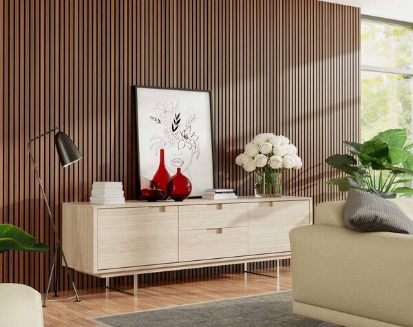 声学木墙板包括来自Woodies DIY的产品,属于爱尔兰Deanta品牌和Woodlux; 每平方米起价90欧元。图片:Deanta 声学木墙板包括来自Woodies DIY的产品,属于爱尔兰Deanta品牌和Woodlux; 每平方米起价90欧元。图片:Deanta