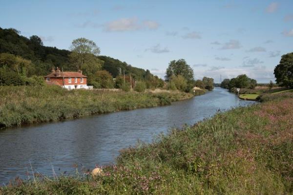 The River Rother seen from Iden Lock near Rye East Sussex UK.