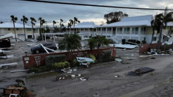 A drone view shows buildings and structures damaged by Hurricane Milton after it made landfall, in Venice, Florida, US on 10 October 2024. REUTERS/Marco Bello 