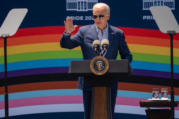 US President Joe Biden during a Pride Month celebration event at the White House in Washington.