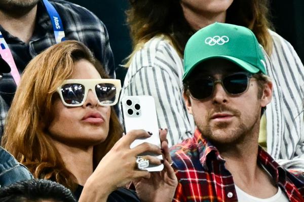 Eva Mendes and Ryan Gosling at the Paris Olympics