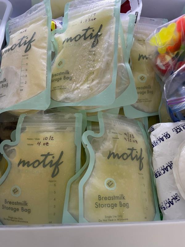 frozen, packaged breast milk