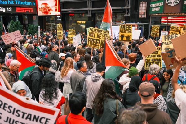 The demonstration took place Sunday afternoon.
