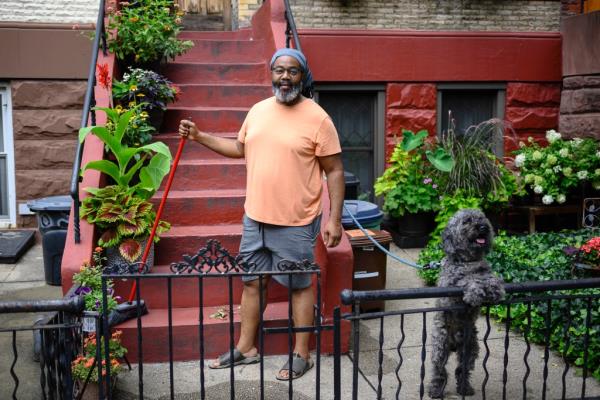 Kenneth Harper in his garden