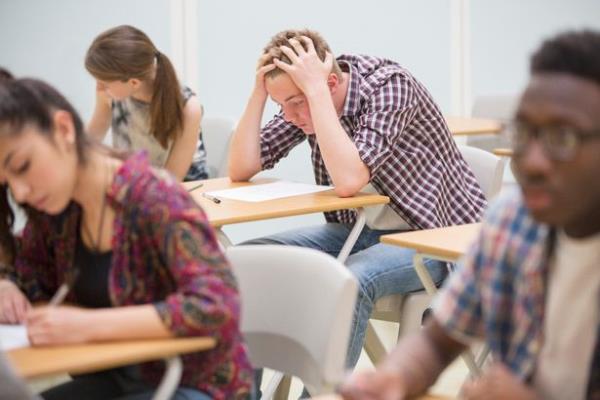 gcse pupils sitting maths exam