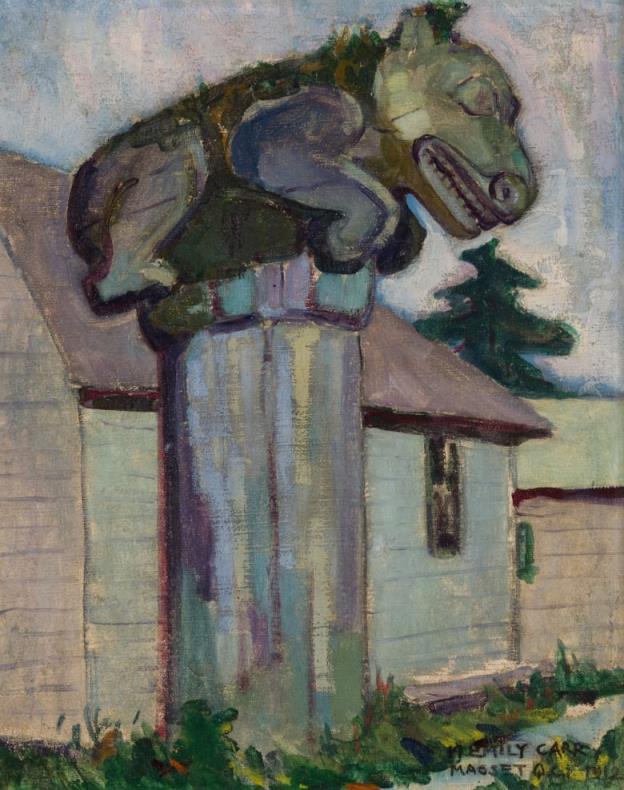 A painting of a memorial post.