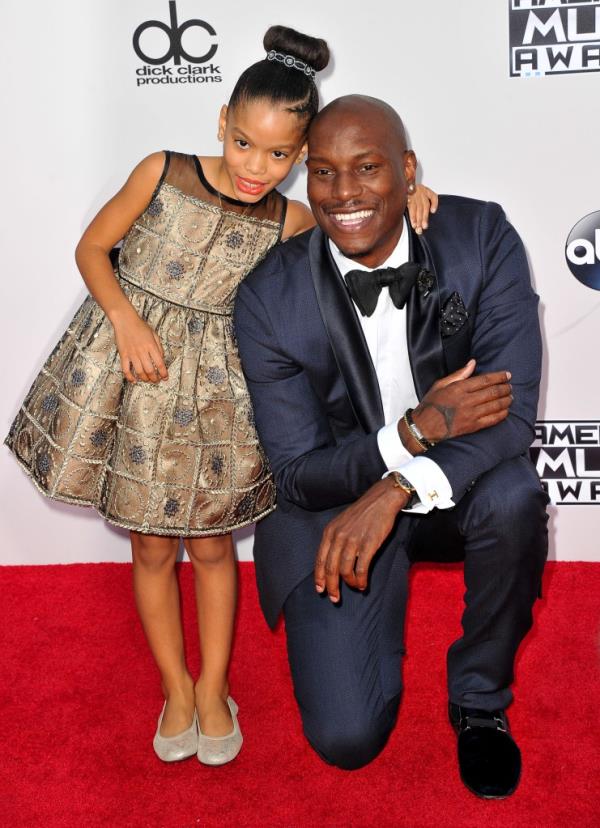 Tyrese Gibson and daughter Shayla Somer Gibson arrive at the 2015 American Music Awards at Microsoft Theater on November 22, 2015.
