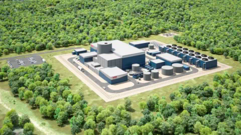 Holtec  An artist's rendering of a small modular reactor on site
