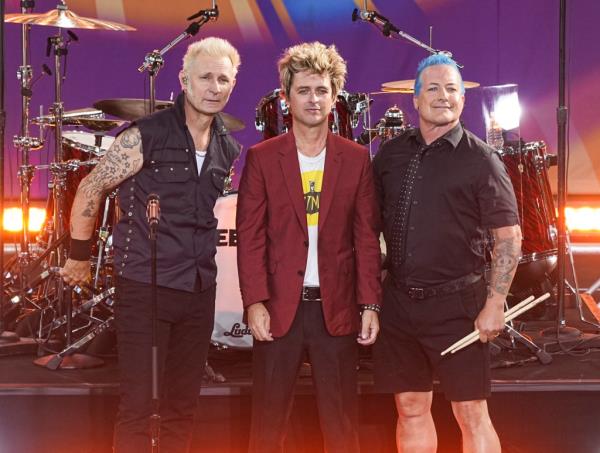 Green Day members Mike Dirnt, Billie Joe Armstrong and Tré Cool