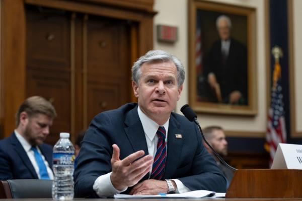 FBI Director Christopher Wray testifying before the House Judiciary Committee in Washington, DC, regarding an attempted assassination of Donald Trump