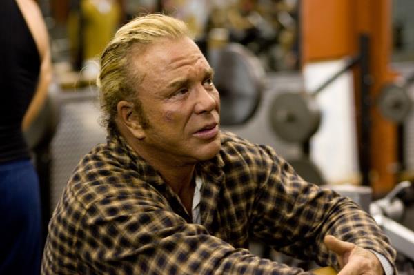 Mickey Rourke is shown in a scene from, "The Wrestler." 