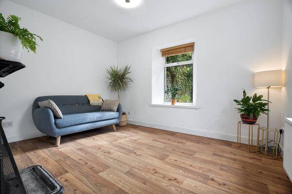 Crisp looking living room in the Gate Lodge