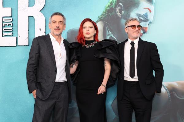 Todd Phillips, Lady Gaga and Joaquin Phoenix at the Hollywood premiere.