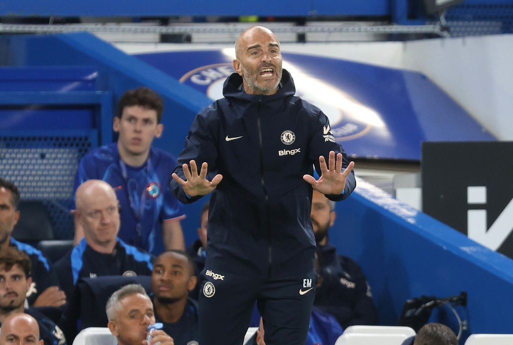 Enzo Maresca Manager of Chelsea during the UEFA Europa Conference League Play-Off 1st leg match between Chelsea v Servette