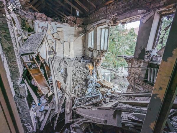 Administrative building damaged by missile strike