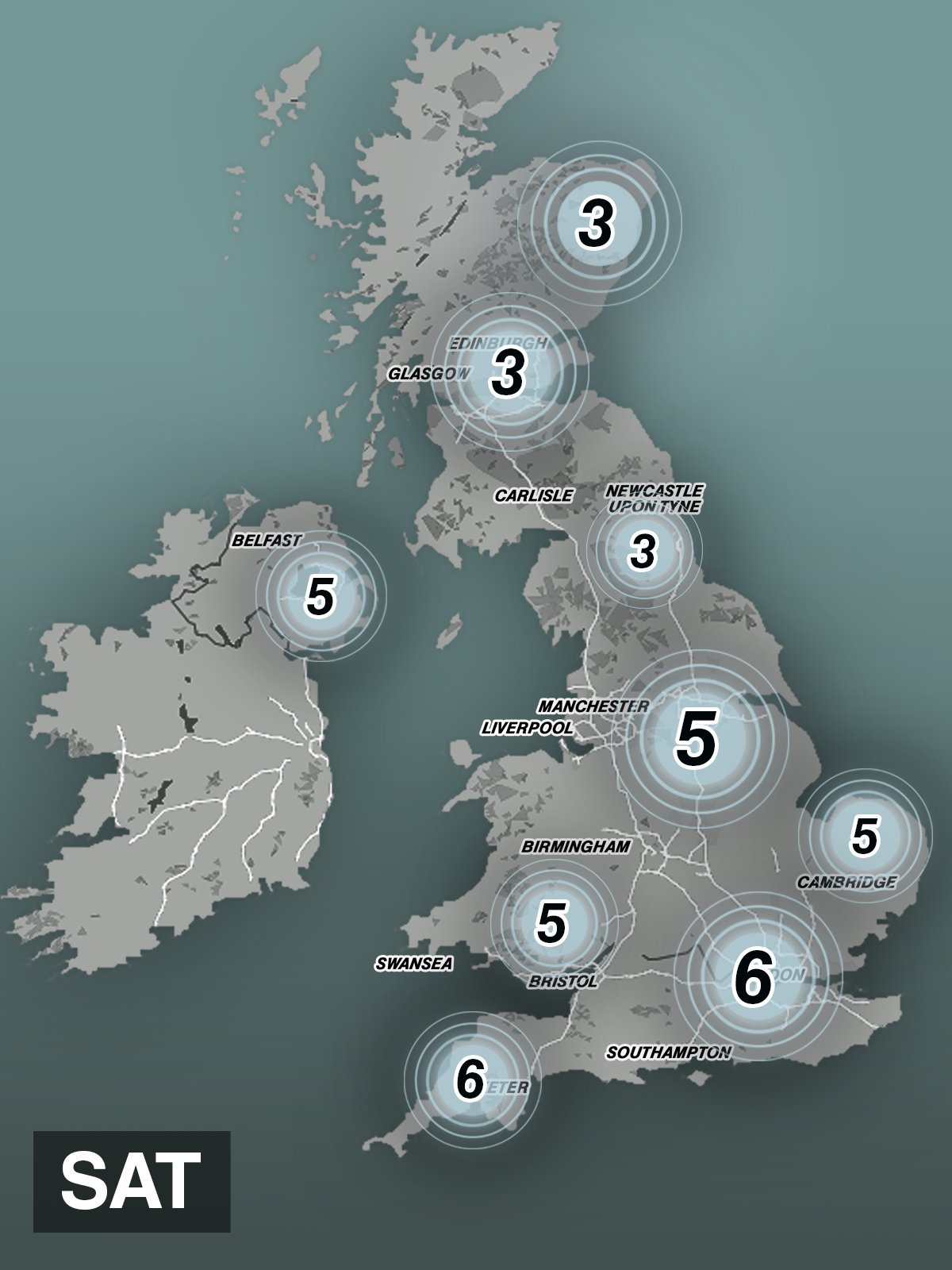 A map shows temperatures across the UK