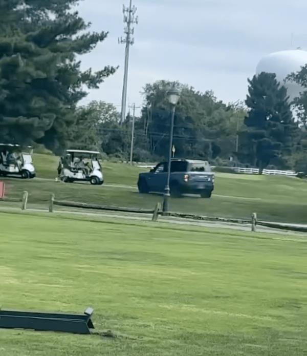 An alleged drunk driver is accused of ramming a blue Ford Bronco into a golf cart and ejecting its passenger.