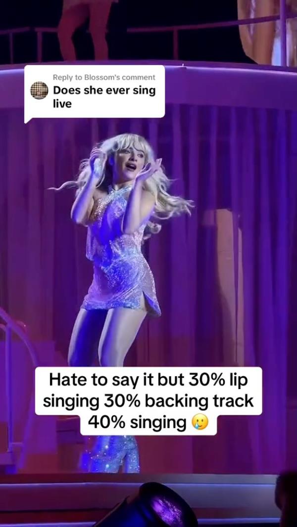 Critics claim Sabrina Carpenter doesn't sing live.