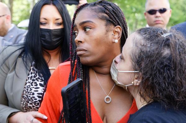 R. Kelly victim Javonte Cunningham is pictured outside Brooklyn Federal Court on June 29, 2022 in New York.