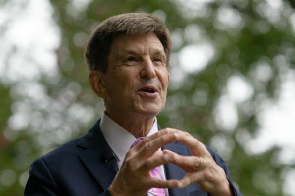 Historian and American University professor Allan Lichtman answers questions during an interview with AFP in Bethesda, Maryland