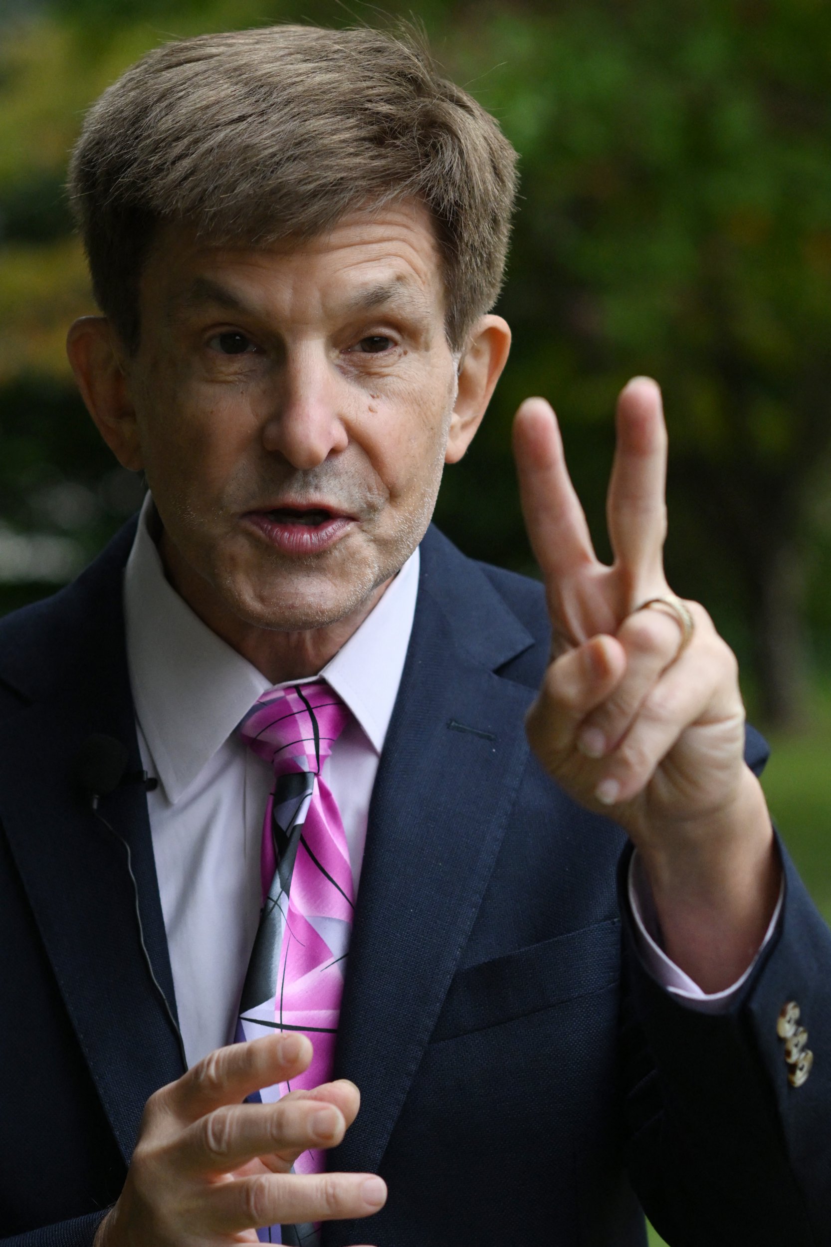 Historian and American University professor Allan Lichtman answers questions during an interview in Bethesda, Maryland