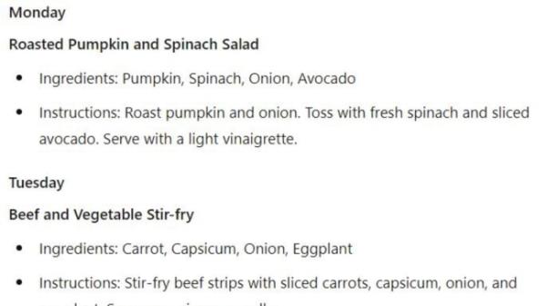 ChatGPT even provides suggestions for meals that are egg and nut free to cater for Jonathan’s eldest child’s allergies.