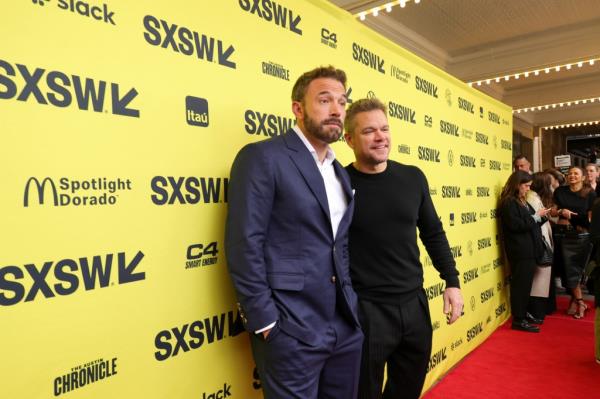 Ben Affleck and Matt Damon attend the "AIR" world premiere during the 2023 SXSW Conference and Festivals at The Paramount Theater on March 18, 2023 in Austin, Texas.