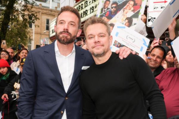 Ben Affleck and Matt Damon at the premiere of "AIR" held at the Paramount Theater on March 18, 2023 in Austin, Texas.