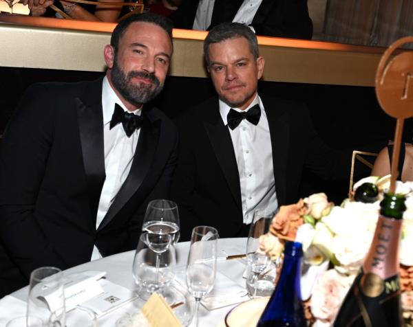Ben Affleck and Matt Damon enjoy Moët & Chandon at 81st Annual Golden Globes, celebrating 13 years of Toast for a Cause at the Beverly Hilton on January 7, 2023.