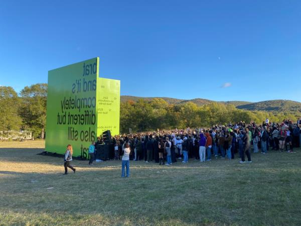 Charlie XCX performing at the Storm King Art Center for her new album release in New Windsor, NY, on October 10, 2024.