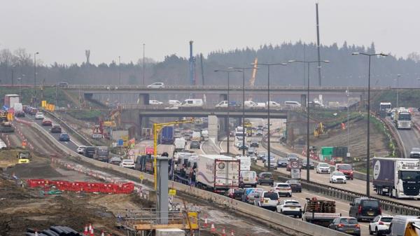 A view of traffic approaching junction 10 of the M25
Pic: PA