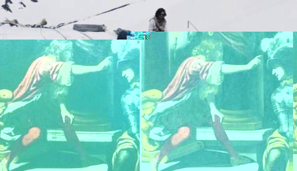 'The Capture of Saint Peter' by Rutilio Manetti. On the left, an image of the stolen painting. On the right, an image of the painting owned by Vittorio Sgarbi, with the candle in the upper left.