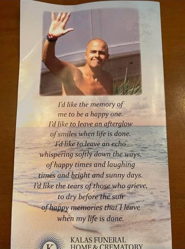 Tribute to Joan Vassos late husband John in a photograph posted to facebook on January 18, 2023.