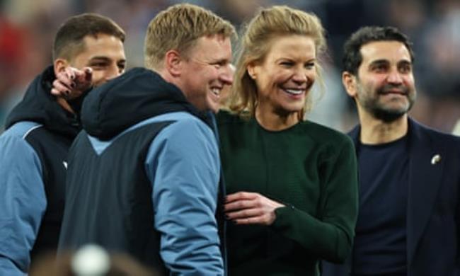 Former co-owners Amanda Staveley and her husband Mehrdad Ghodoussi (far right) both left Newcastle over the summer.