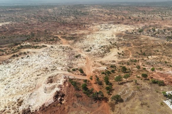 Artisanal workings visible at Toubani Resources’ 2.2 million-ounce Kobada gold deposit in southern Mali.
