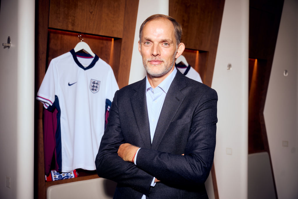Thomas Tuchel poses for a photo as he is announced as the new England manager at Wembley Stadium
