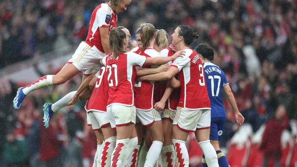 Arsenal join Chelsea at top of WSL after impressive win in front of record crowd