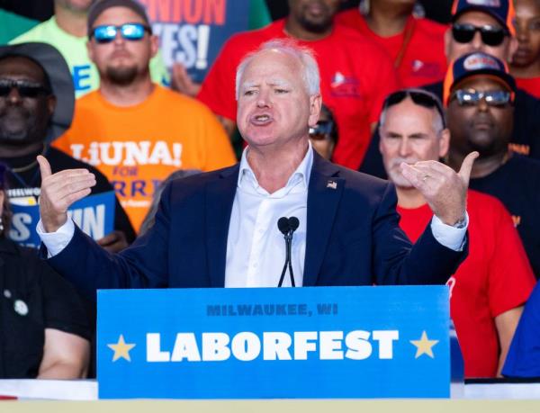 Walz makes remarks at Laborfest 2024 hosted by labor unions and union members of the Milwaukee Area Labor Council on Monday September 2, 2024 at the Henry Maier Festival Park in Milwaukee, Wis.