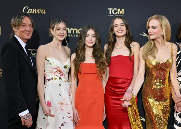 Keith Urban, Sunday Rose Kidman-Urban, Faith Margaret Kidman-Urban, Sybella Hawley, and Nicole Kidman at the 49th AFI Lifetime Achievement Award Gala Tribute