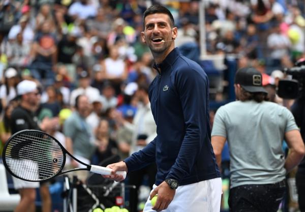 Novak Djokovic is seen during Arthur Ashe Kids Day at the USTA Billie Jean King National Tennis Center on Aug. 24, 2024.