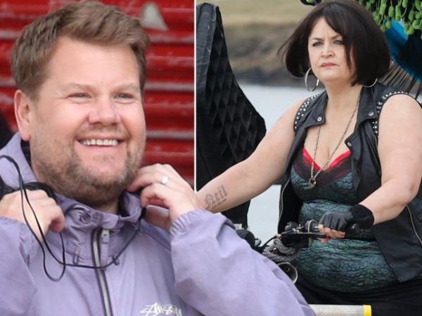 James Corden and Ruth Jones filming Gavin and Stacey Christmas Special 